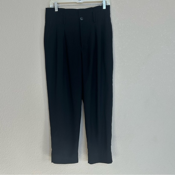 Madewell Black Drapey Paperbag Waist Pleated Cropped Pants Women’s 6 Workwear - Picture 3 of 9